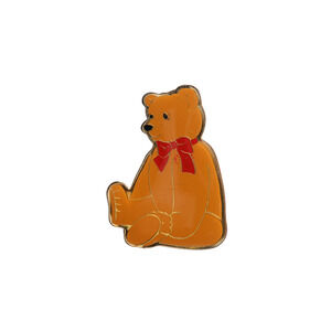 1984 Schmid Gordon Fraser Enamel Teddy Bear Gold Tone Pin Brooch - 1 1/4 Inches